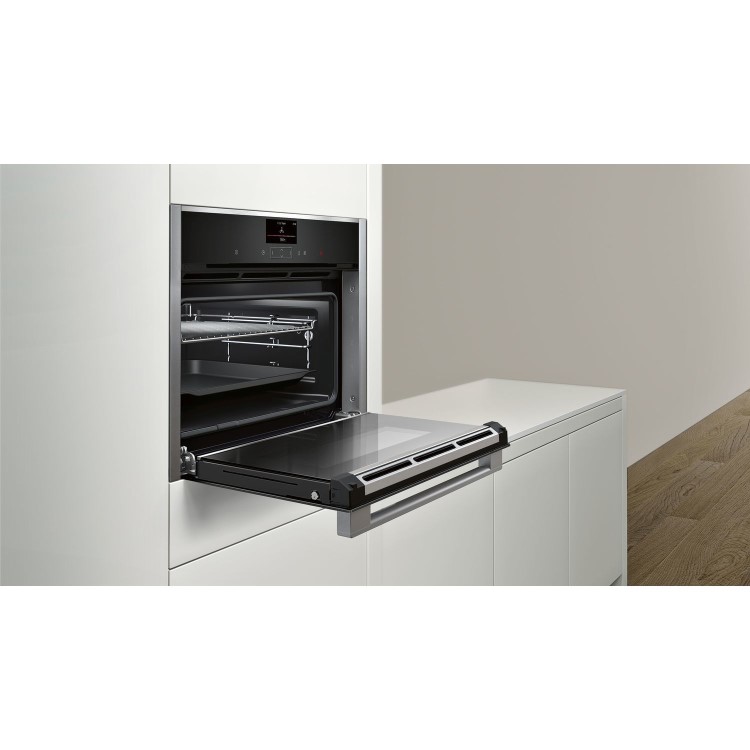 Neff N90 Self Cleaning Compact Single Oven - Black