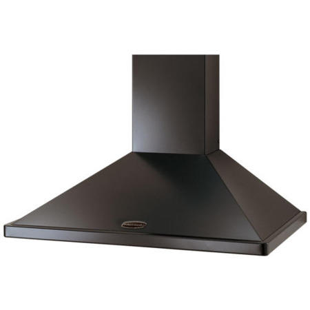 Rangemaster 90cm Chimney Cooker Hood - Black with Brass Badge