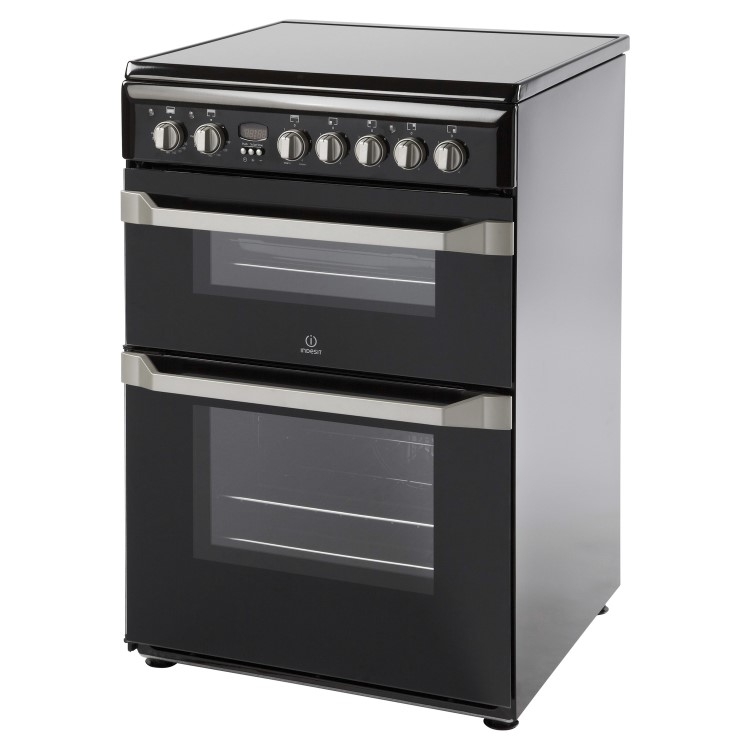 Indesit 60cm Double Oven Electric Cooker - Black