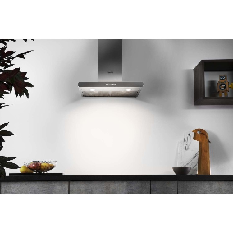 Hotpoint 60cm Chimney Cooker Hood - Stainless Steel