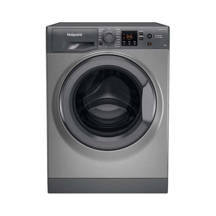 Refurbished Hotpoint NSWM863CGGUKN Freestanding 8KG 1600 Spin Washing Machine With SteamHygiene Graphite