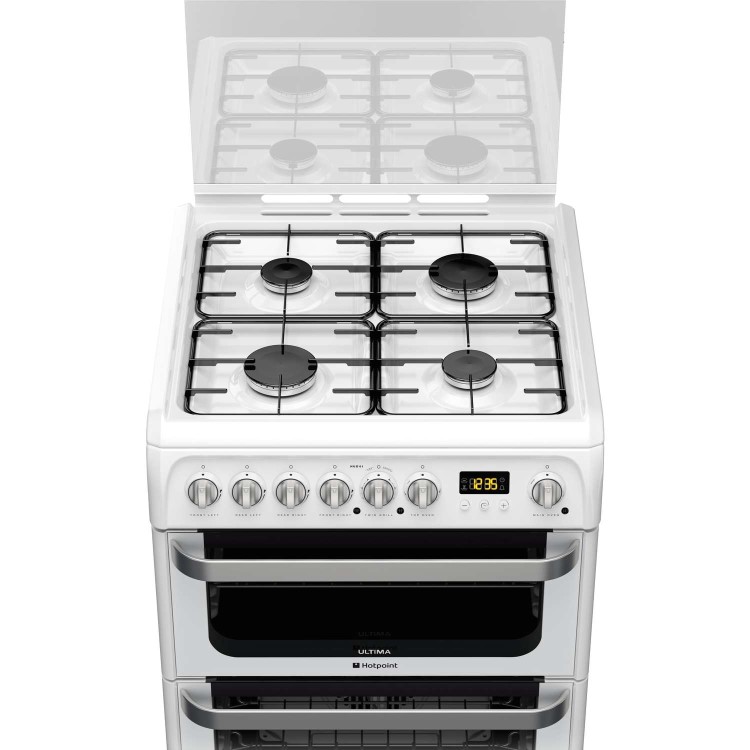 Refurbished Hotpoint Ultima HUD61P 60cm Double Oven Dual Fuel Cooker White