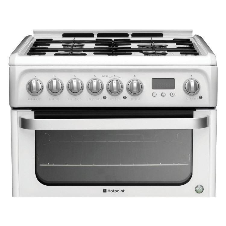 Refurbished Hotpoint Ultima HUD61P 60cm Double Oven Dual Fuel Cooker White