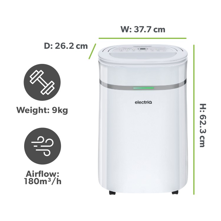 Refurbished electriQ 20 Litre Dehumidifier with Humidistat and Carbon Filter