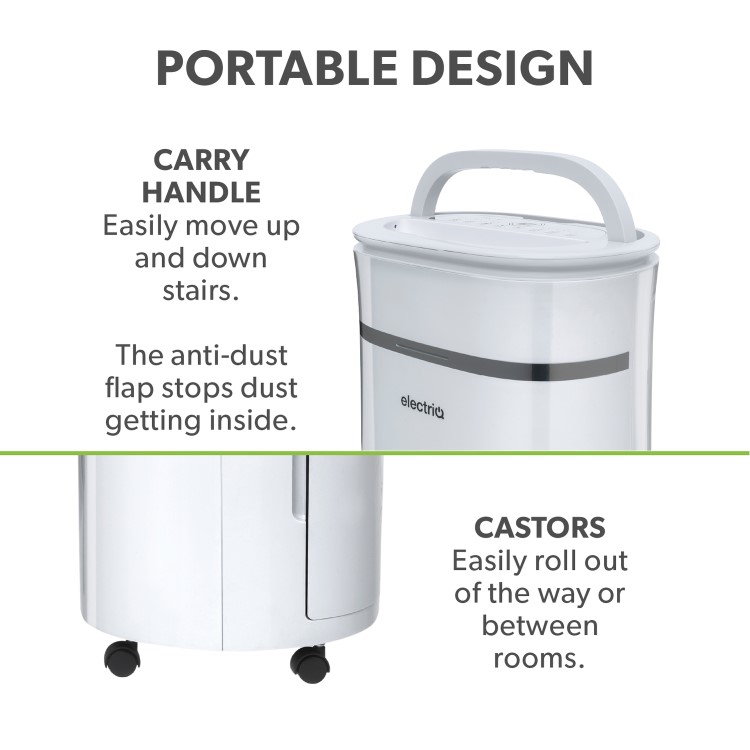 Refurbished electriQ 20 Litre Dehumidifier with Humidistat and Carbon Filter