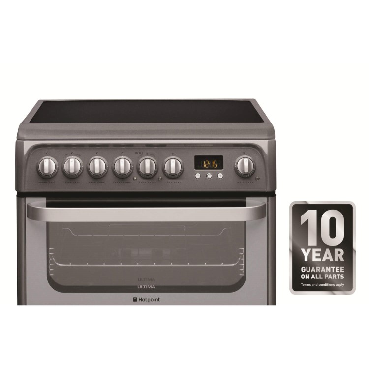 Hotpoint HUE61G Ultima 60cm Double Oven Electric Cooker - Graphite