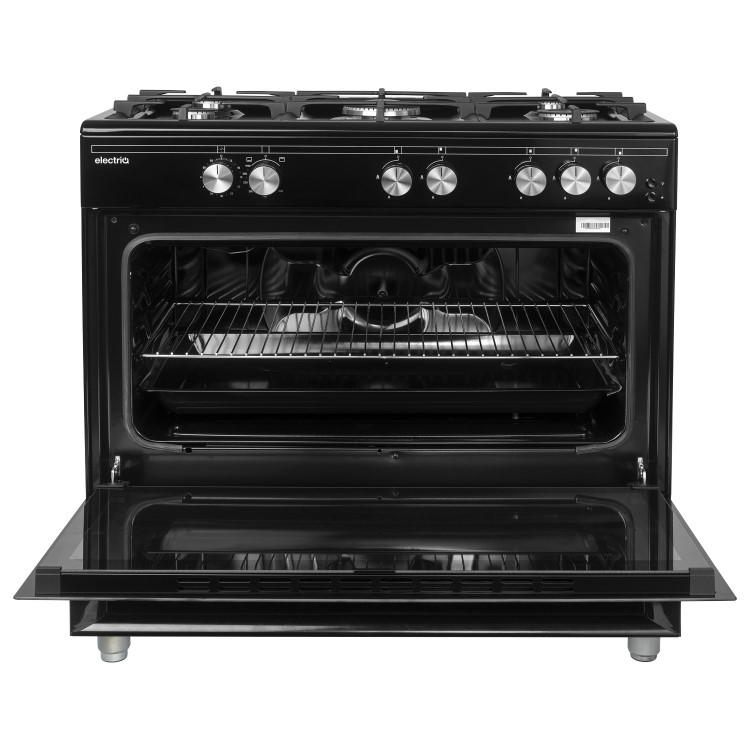 electriQ 90cm Gas Single Oven Range Cooker - Black