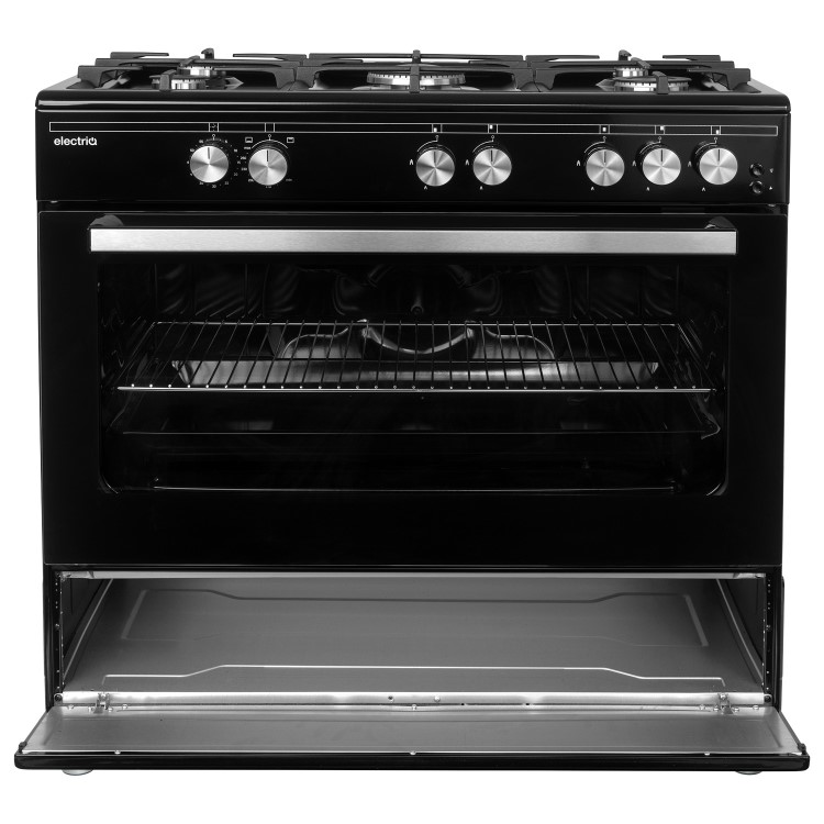 electriQ 90cm Gas Single Oven Range Cooker - Black