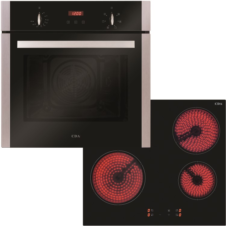 CDA Single Fan Oven & 4 Zone Ceramic Hob - Stainless steel 