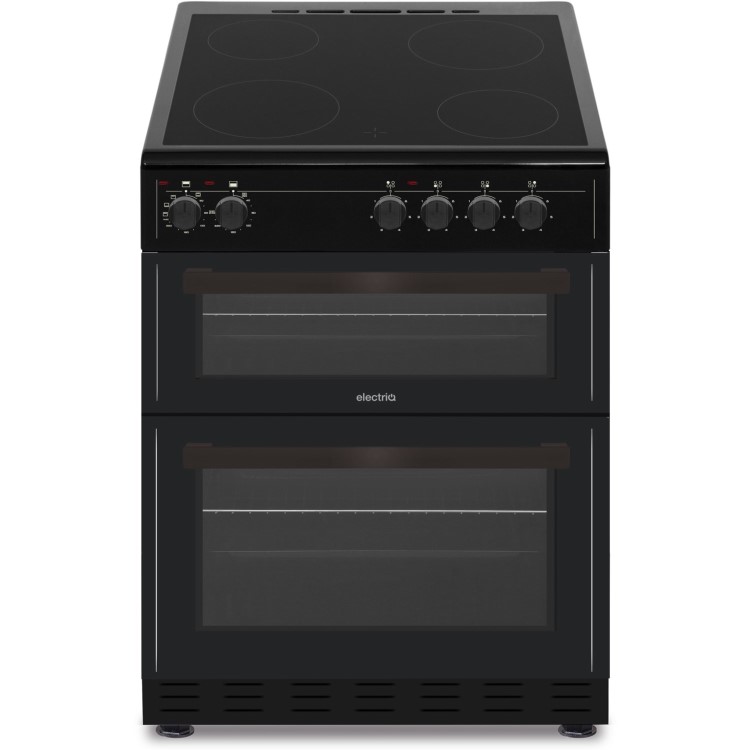 Refurbished electriQ EQEC60B5 60cm Double Oven Electric Cooker with Ceramic Hob Black