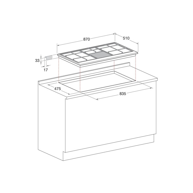 Hotpoint 87cm 6 Burner Gas Hob - Stainless Steel