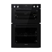 Refurbished electriQ EQDO1BLACK 60cm Double Built In Electric Oven Black