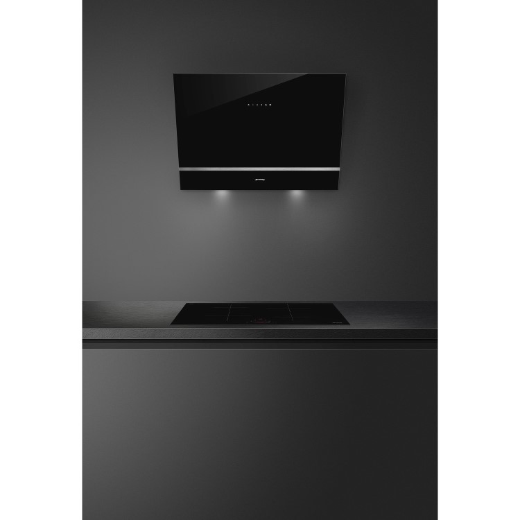 Smeg 80cm Angled Chimney Cooker Hood - Black