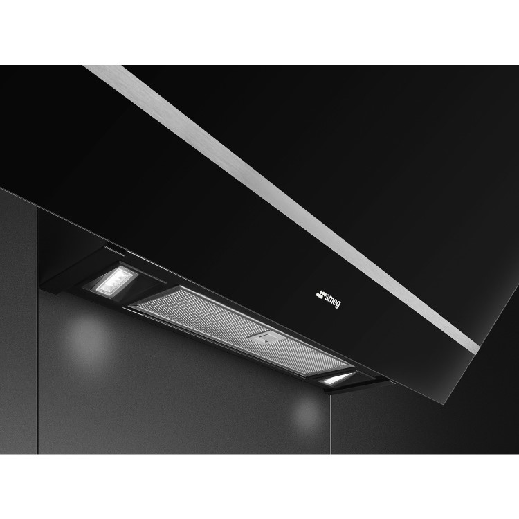 Smeg 80cm Angled Chimney Cooker Hood - Black