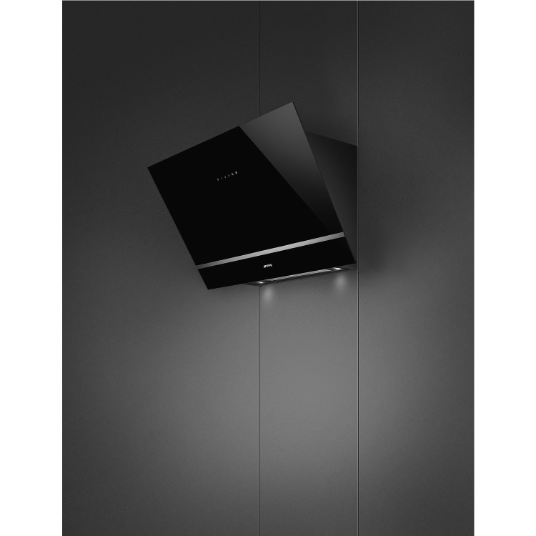 Smeg 80cm Angled Chimney Cooker Hood - Black