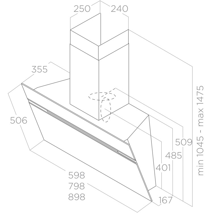 Refurbished Elica Ascent ASCENT-SS-60 60cm Angled Cooker Hood Stainless Steel