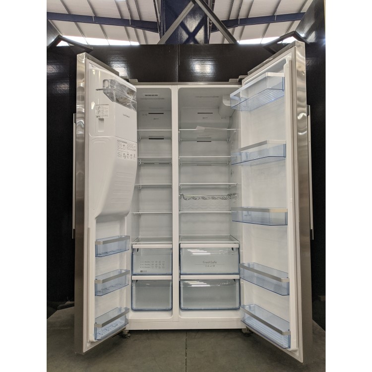 Refurbished Neff N70 KA3923IE0G Freestanding 533 Litre American Frost Free Fridge Freezer With Ice & Water Dispenser Stainless Steel