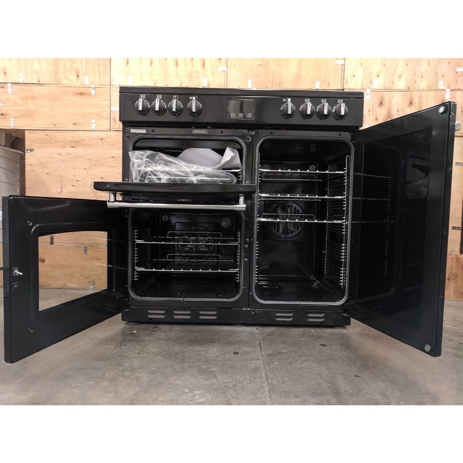 Refurbished Belling Farmhouse 90e 90cm Electric Range Cooker With Ceramic Hob Black 78268627 1