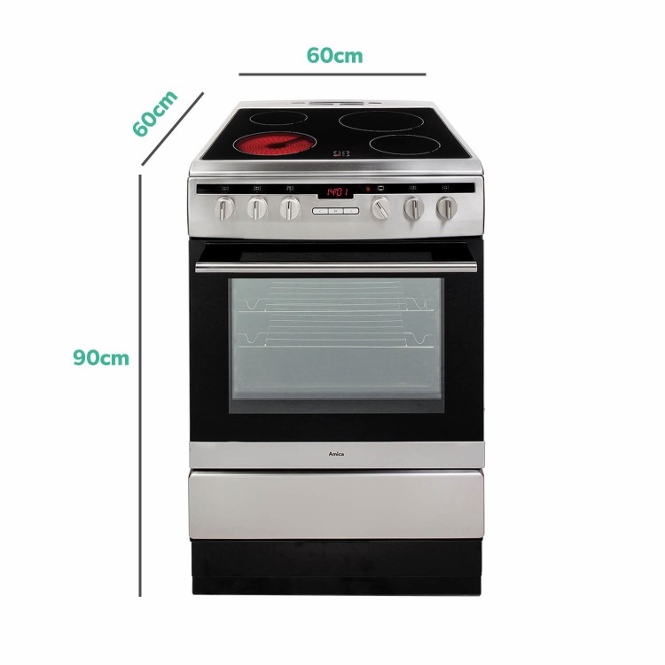 Amica 60cm Electric Cooker - Stainless Steel