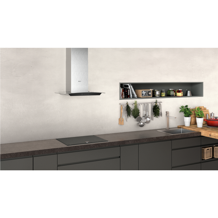 Refurbished Neff N50 D64AFM1N0B 60cm Curved Glass Touch Control Chimney Cooker Hood Stainless Steel