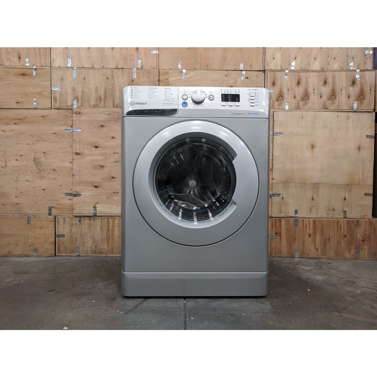 Refurbished Indesit BWA81485XSUKN Push And Go Freestanding 8KG 1400 Spin Washing Machine Silver