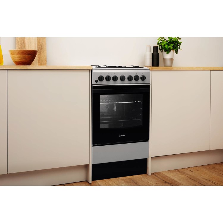 Indesit 50cm Dual Fuel Cooker - Grey