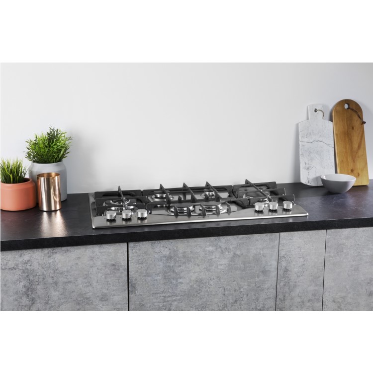 Hotpoint 87cm 6 Burner Gas Hob - Stainless Steel