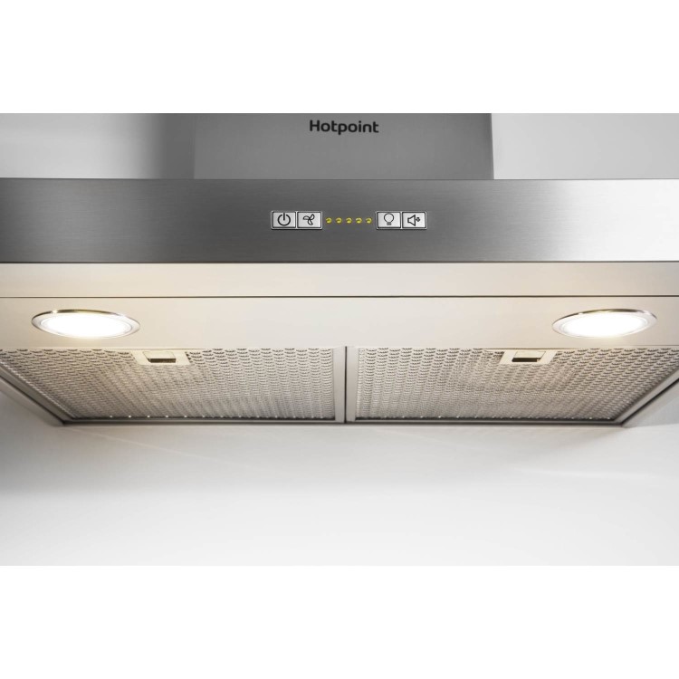 Refurbished Hotpoint PHC67FLBIX 60cm Chimney Cooker Hood Stainless Steel