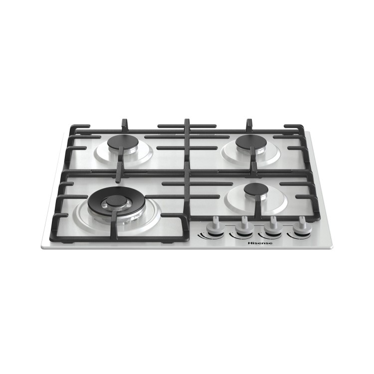 Hisense 60cm 4 Burner Gas Hob with Wok Burner - Stainless Steel