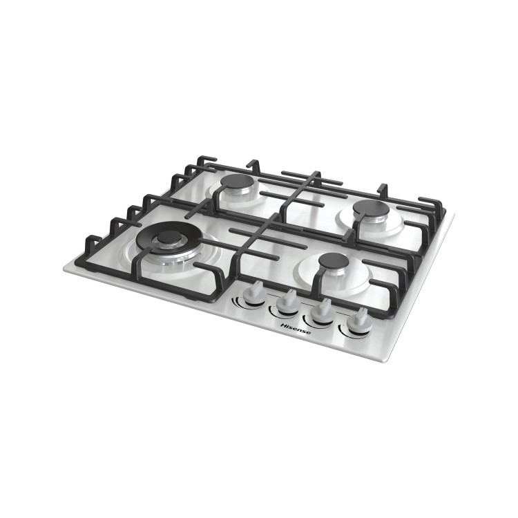 Hisense 60cm 4 Burner Gas Hob with Wok Burner - Stainless Steel