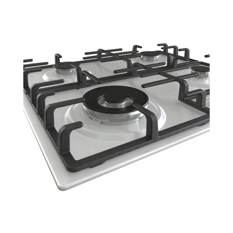 Hisense 60cm 4 Burner Gas Hob with Wok Burner - Stainless Steel