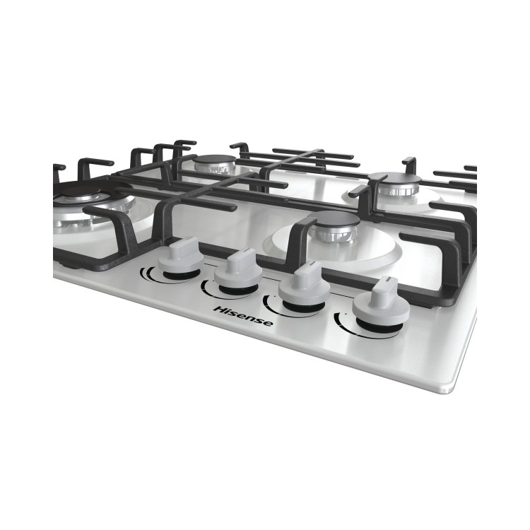 Hisense 60cm 4 Burner Gas Hob with Wok Burner - Stainless Steel