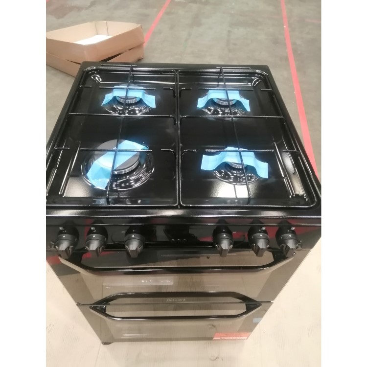 Refurbished Hotpoint HDM67G0CMB 60cm XXL Capacity Double Oven Gas Cooker Black