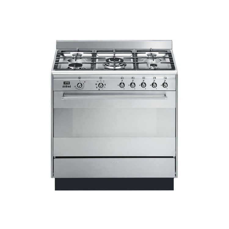 Smeg Concert 90cm Dual Fuel Single Oven Range Cooker - Stainless Steel