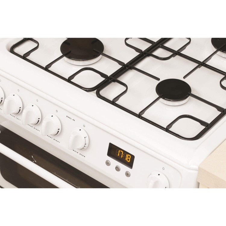 Hotpoint 60cm Double Oven Gas Cooker with Lid - White