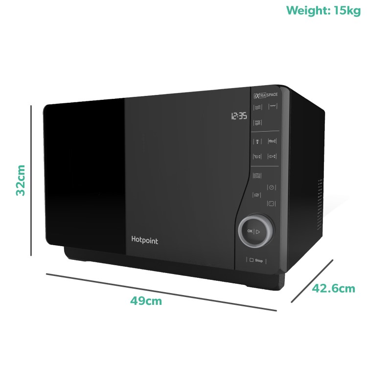 Refurbished Hotpoint Ultimate Collection MWH2621MB 25L 800W Flatbed Solo Digital Microwave Black