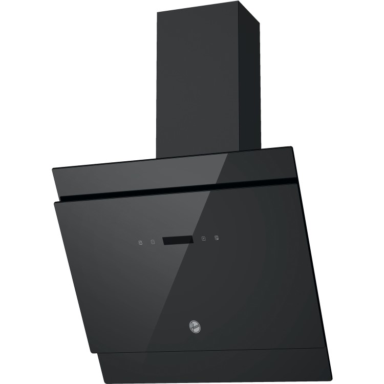 Hoover 60cm Angled Cooker Hood - Black Glass