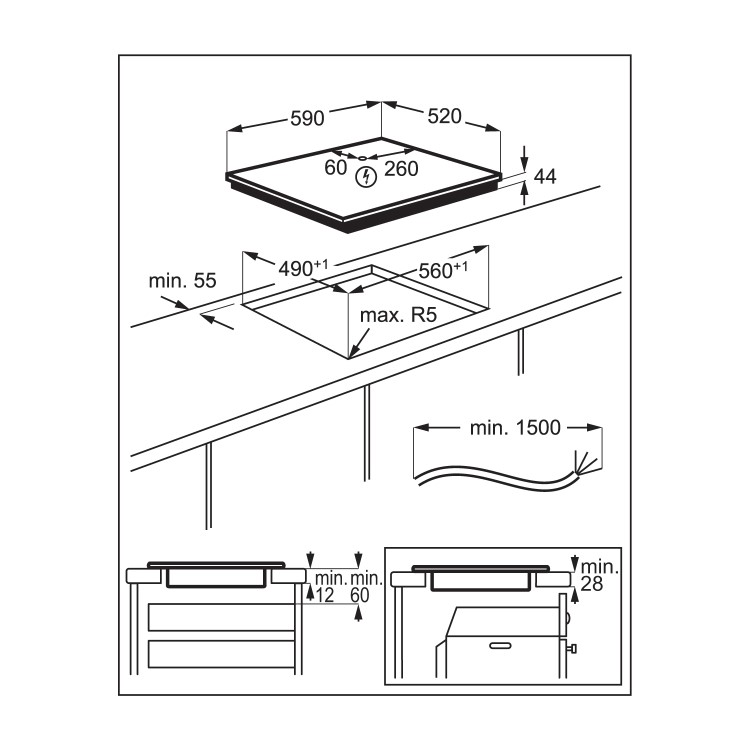 Refurbished Zanussi ZITN643K Series 20 60cm 4 Zone Induction Hob Black