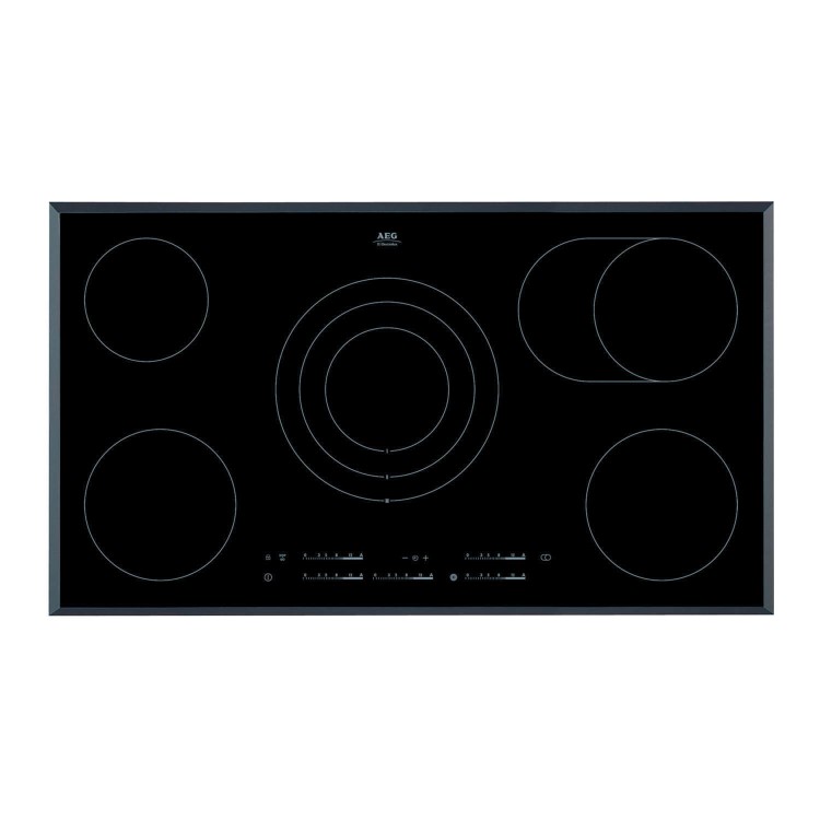 Refurbished AEG HK955070FB Touch Control 90cm 5 Zone Ceramic Electric Hob Black