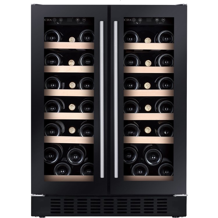 Refurbished CDA WCCFO622BL Freestanding 38 Bottle Dual Zone Under Counter Wine Cooler Black