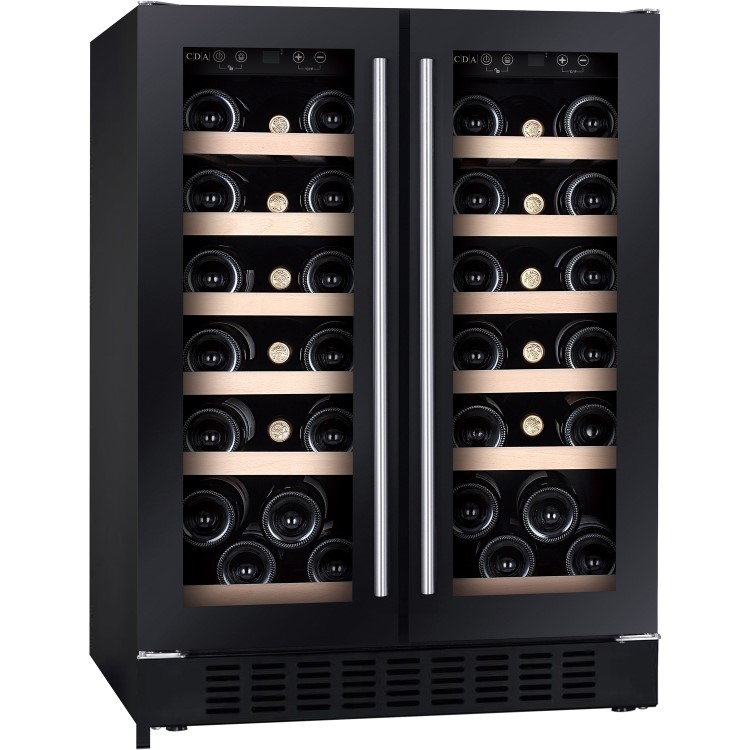 Refurbished CDA WCCFO622BL Freestanding 38 Bottle Dual Zone Under Counter Wine Cooler Black