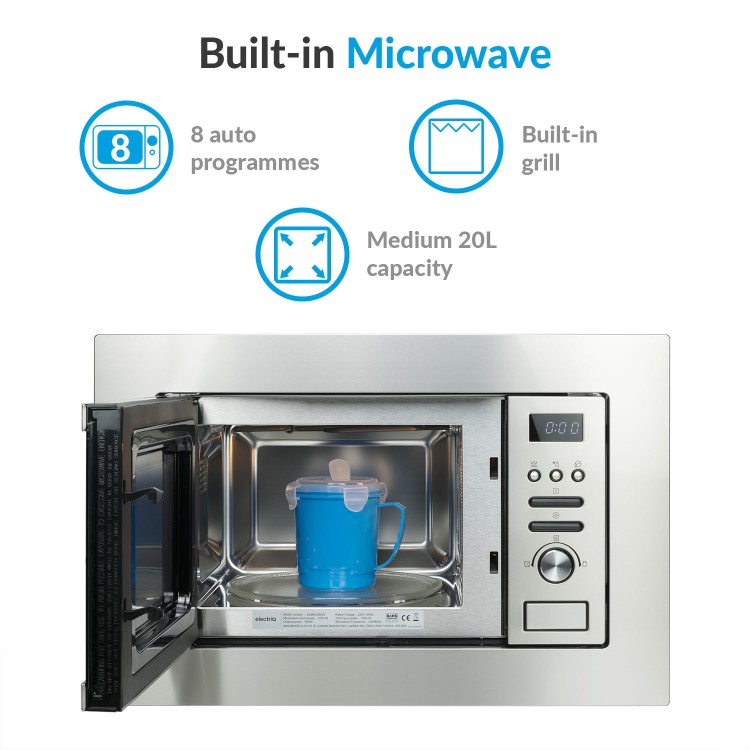 electriQ Built-In Microwave with Grill - Stainless Steel