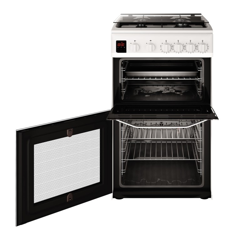 Hotpoint 50cm Double Cavity Gas Cooker with Lid - White