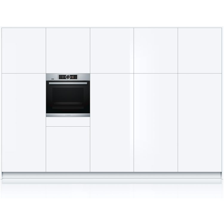 Refurbished Bosch Serie 8 HRG6769S6B 60cm Single Built In Electric Oven With Pyrolytic Cleaning Stainless Steel