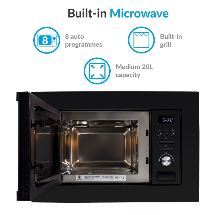 electriQ Built-In Microwave with Grill - Black