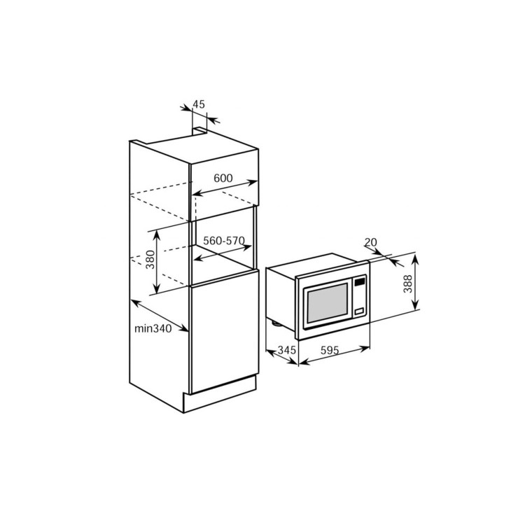 electriQ Built-In Microwave with Grill - Black