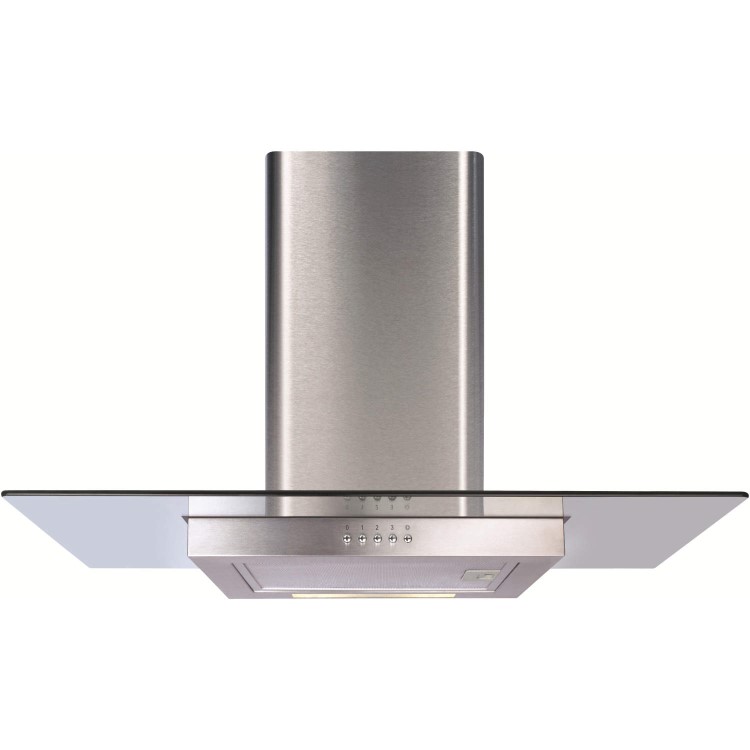 CDA 90cm Flat Glass Chimney Cooker Hood - Stainless Steel