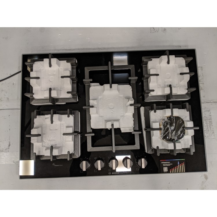 Refurbished Bosch Series 6 PPQ7A6B90 75cm Tempered Glass 5 Burner Gas Hob Black