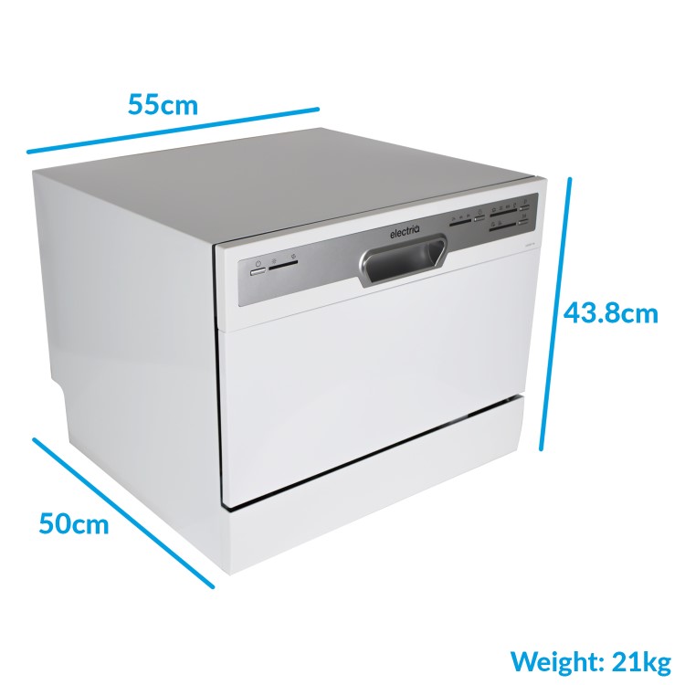 Refurbished electriQ EQDWTTW 6 Place Table Top Integrated Dishwasher White