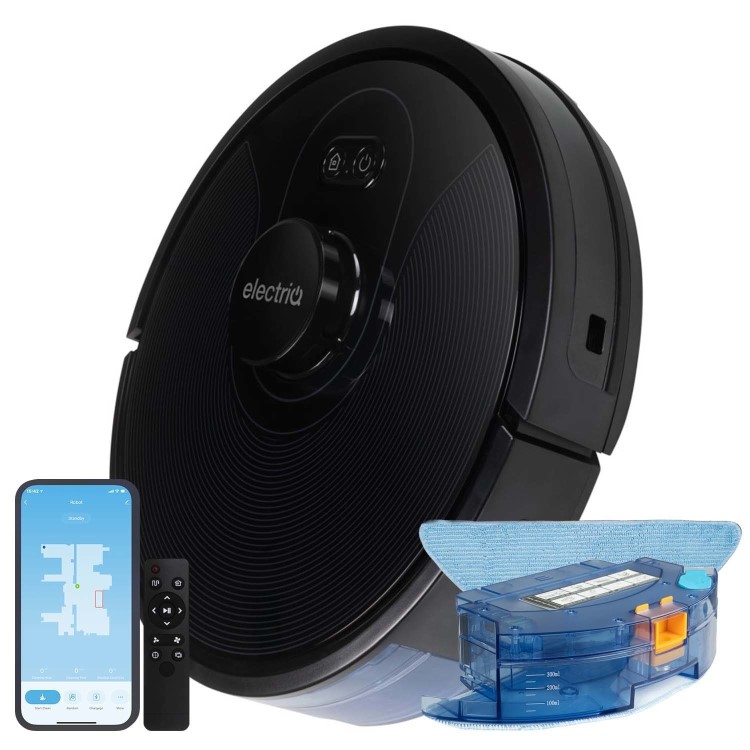 electriQ HELGA Robot Vacuum Cleaner and Mop - 4000Pa Suction - Black